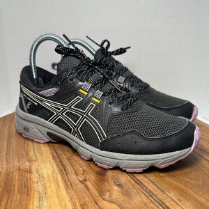 ASICS Gel Venture 8 Graphite Women's Athletic Shoes Size‎ 6 Black Lace Up